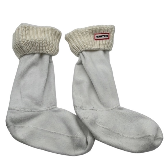Hunter White Stitch Boot Fleece Boot Socks Sz Medium SPOTS - Picture 1 of 6
